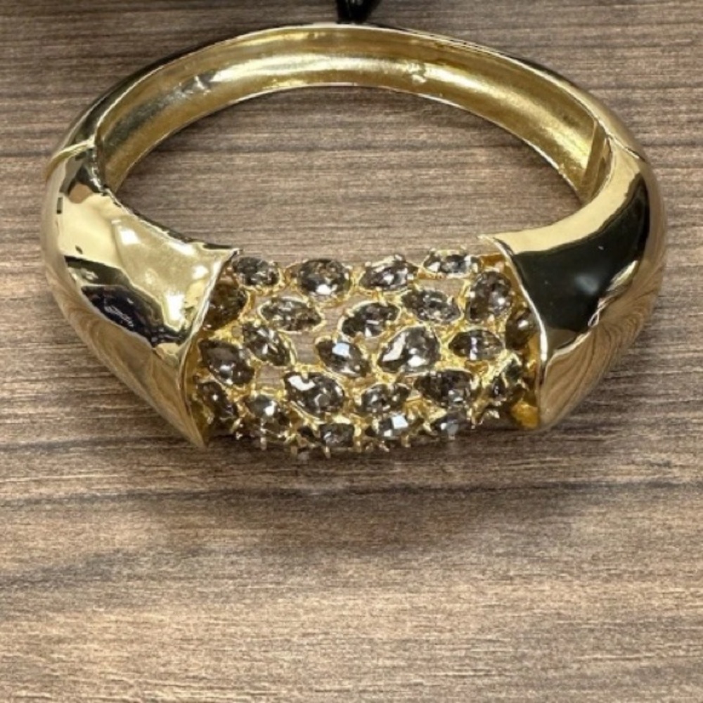 Alexis Bittar Gold Plated Cuff Cluster Bracelet with Crystals. New